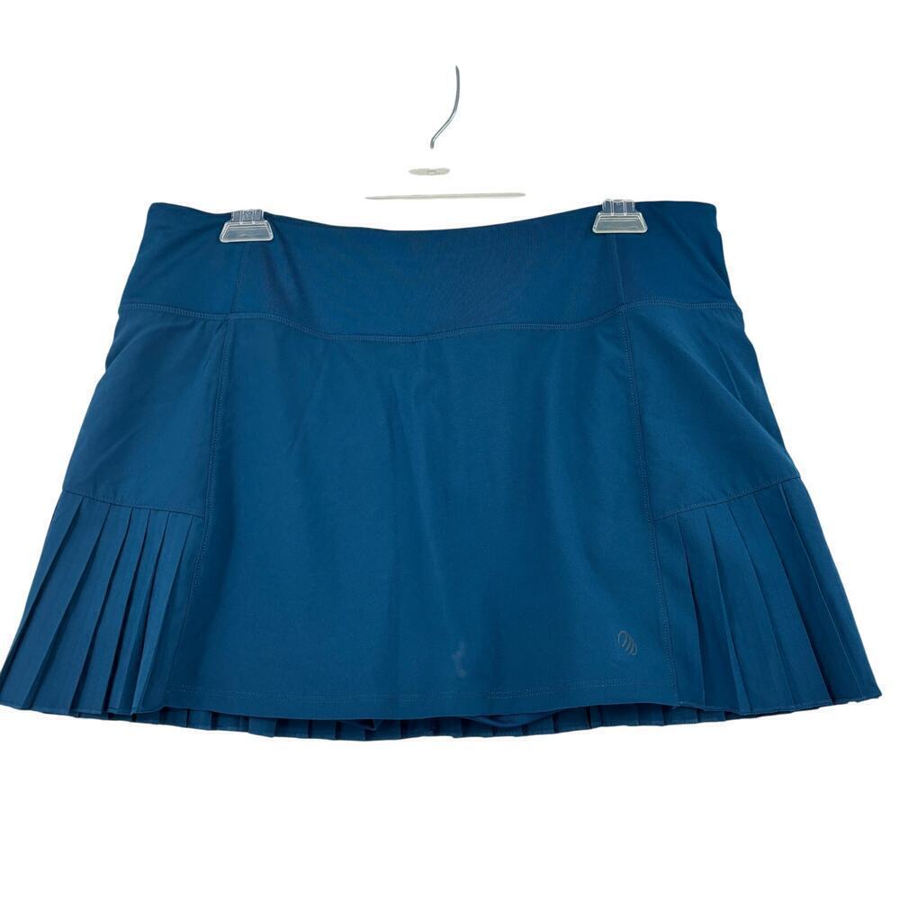 MPG Pleated Skort Womens Size L Teal Athletic Tennis Built In Shorts Lining